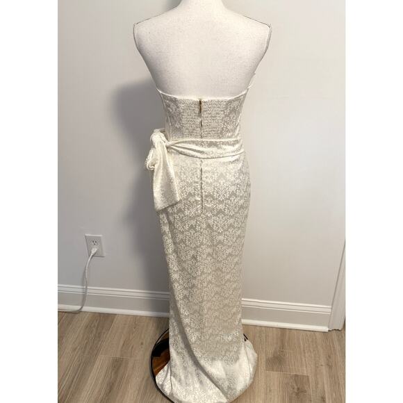 V. Chapman June Corset Jacquard Front-Slit Strapless Gown In Ivory Size 4 New - Picture 10 of 14